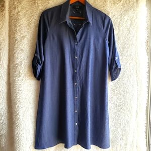 NAIF Lace-Back Chambray Shirt Dress, Size Medium, Blue.